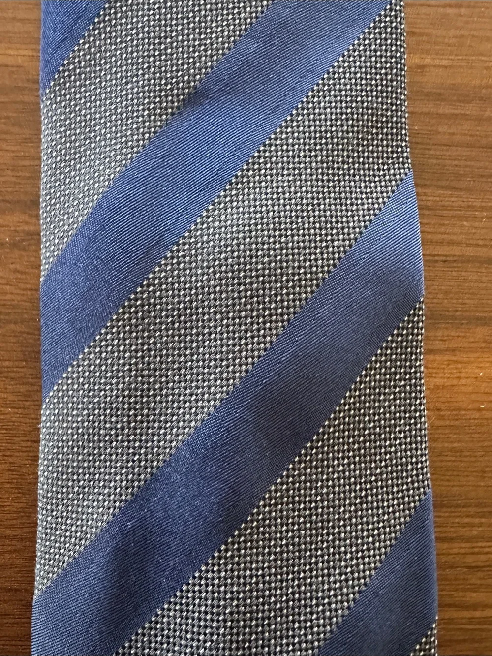 Hugo Boss Blue and Gray Diagonal Stripe Tie